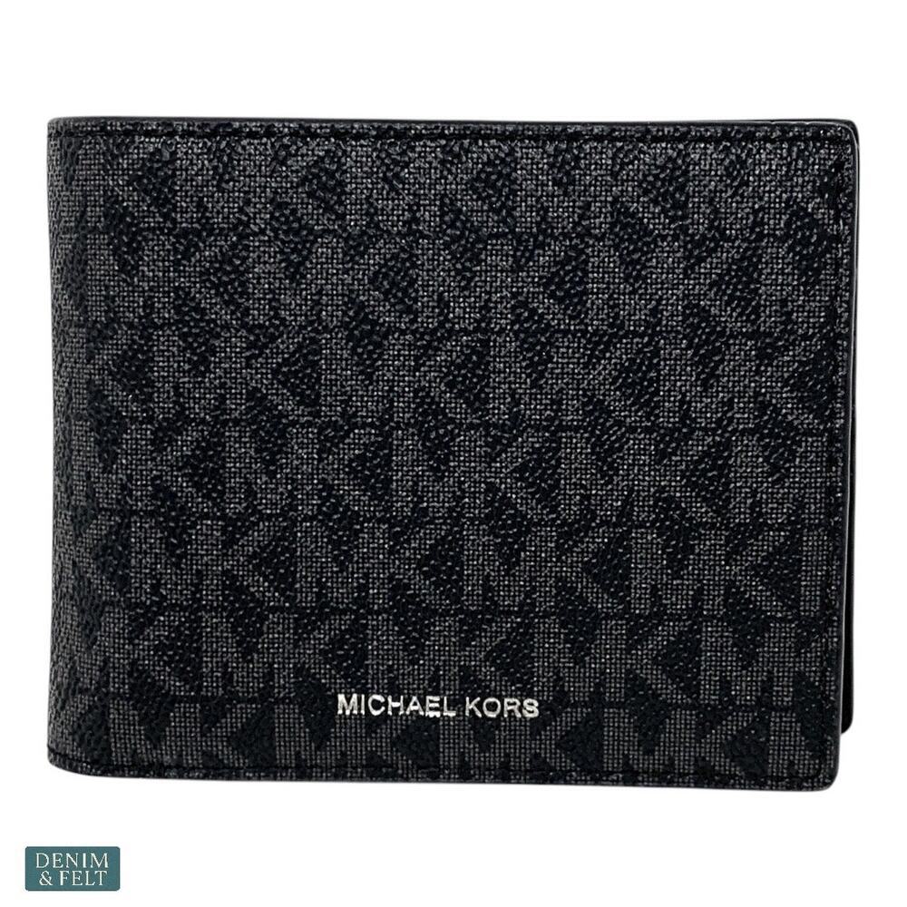 NEW Michael Kors Cooper Billfold Wallet w/ Passcase Black MK Logo Print‎ - Picture 3 of 10